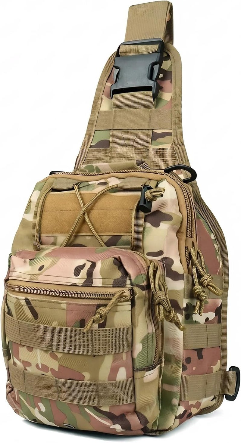 Viriber Tactical Backpack, Waterproof Military Cross-body Molle Sling Shoulder Backpack Chest Bag for Outdoor Every Day Carry CP - Image 4